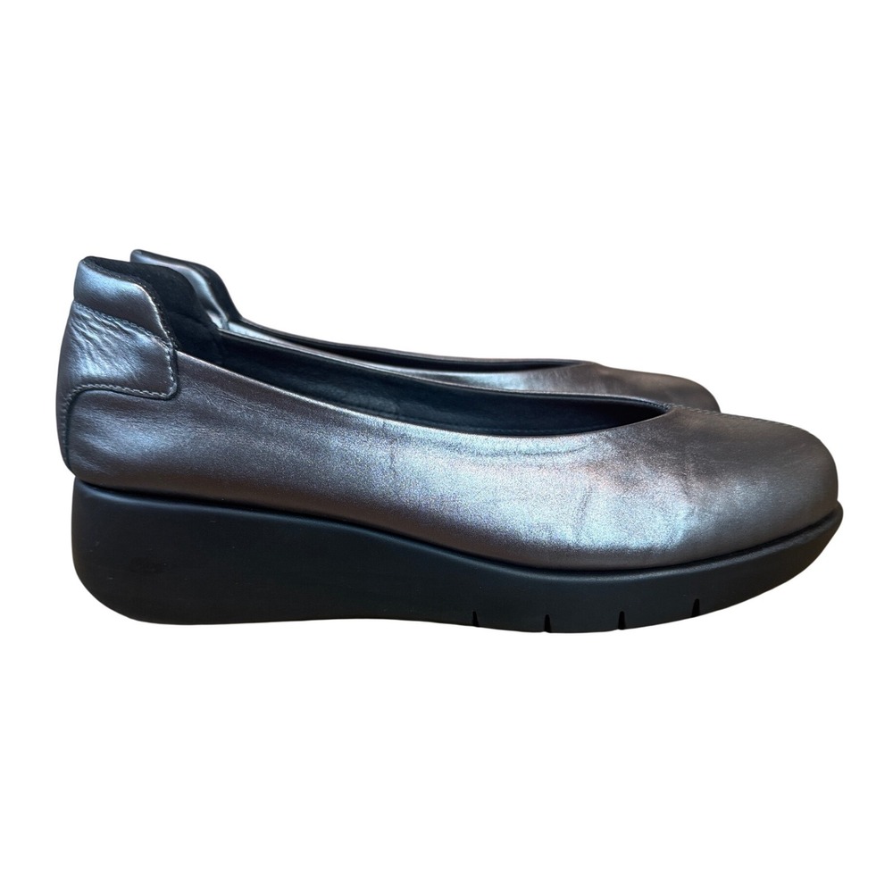 Saydo Sonia Leather Slip On Shoes Flats Silver Gray Size 39 US 8-8.5 Portugal